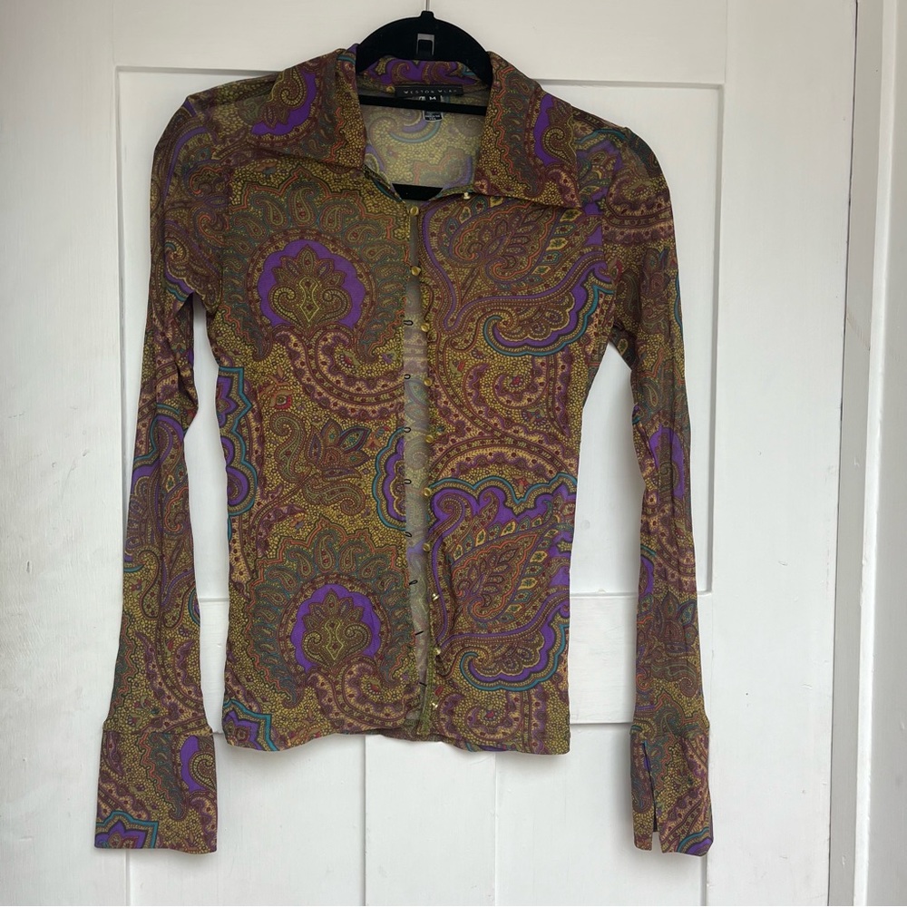 Funky Mesh Button-Up Top